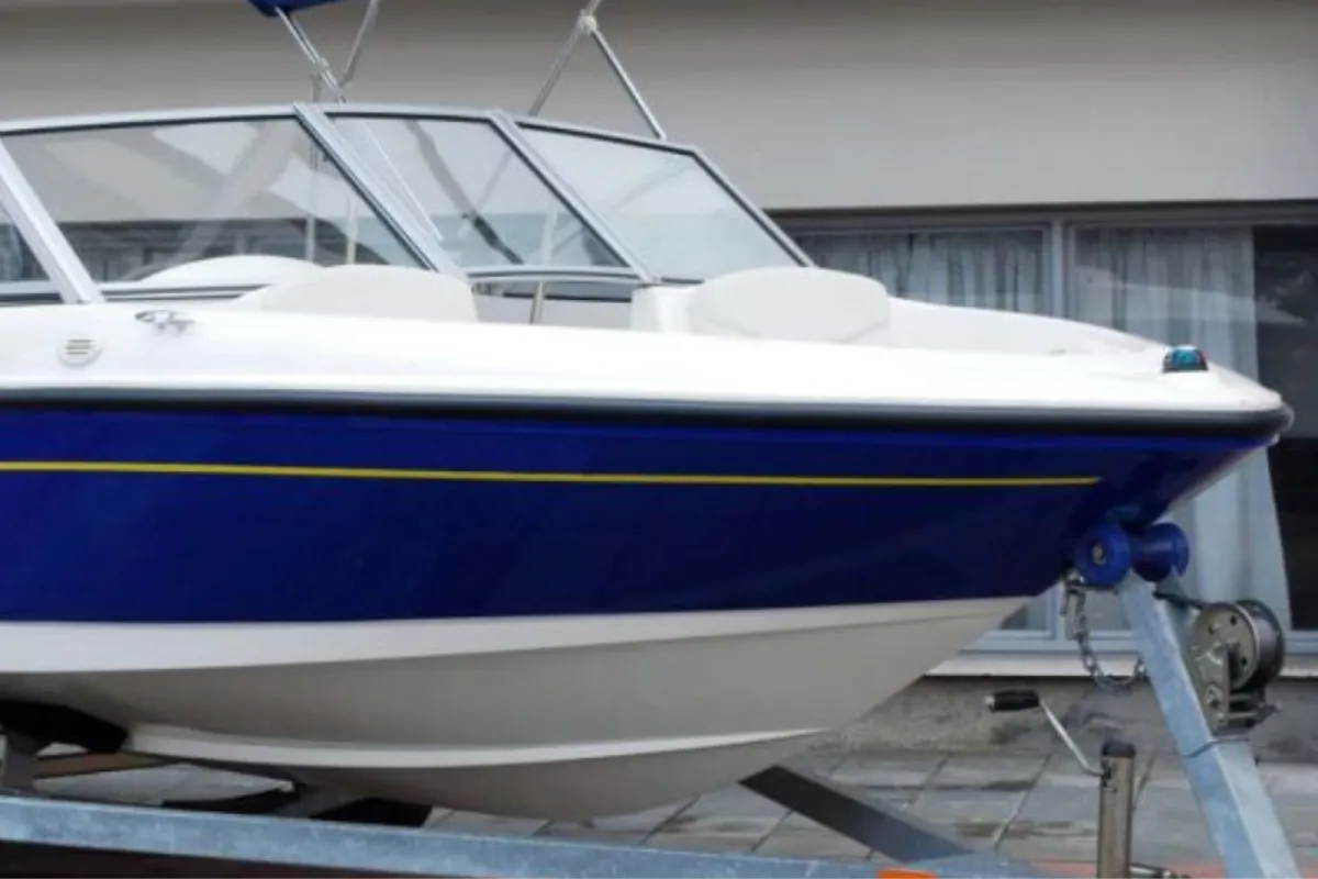 Boat with paint protection film preserving the exterior finish.
